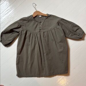 Girls Smock Dress - Olive Green